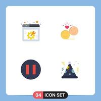 Modern Set of 4 Flat Icons Pictograph of spanner circle webpage smiley faces hat Editable Vector Design Elements