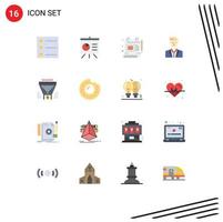 Flat Color Pack of 16 Universal Symbols of dollar data scale filter leader Editable Pack of Creative Vector Design Elements