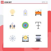 Pictogram Set of 9 Simple Flat Colors of intent desire tag business red light Editable Vector Design Elements