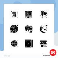 User Interface Pack of 9 Basic Solid Glyphs of education year balloon new chinese Editable Vector Design Elements