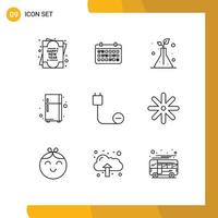 Set of 9 Commercial Outlines pack for hardware cord science computers fridge Editable Vector Design Elements