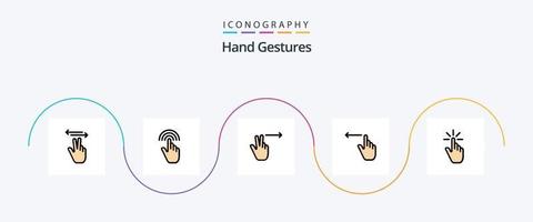 paquete de iconos de 5 planos llenos de línea de gestos de mano que incluye el dedo. izquierda. grifo. mano. dedo vector
