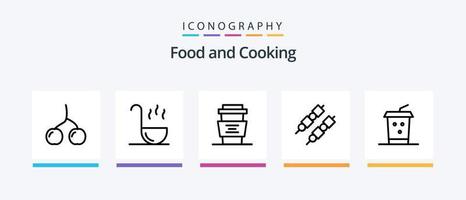paquete de iconos de la línea de alimentos 5 que incluye. jamón. donas alimento. bebida. diseño de iconos creativos vector