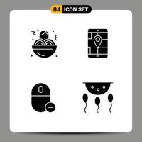 Modern Set of 4 Solid Glyphs Pictograph of spaghetti hardware app navigation remove Editable Vector Design Elements