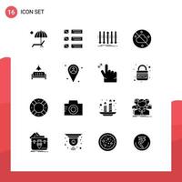 Universal Icon Symbols Group of 16 Modern Solid Glyphs of weather cloudless listing individuality distinction Editable Vector Design Elements