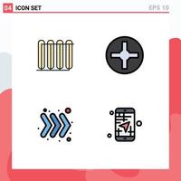 Group of 4 Filledline Flat Colors Signs and Symbols for battery right radiator pin mobile Editable Vector Design Elements