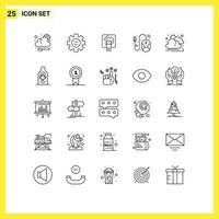 25 Thematic Vector Lines and Editable Symbols of cloud hardware finger mouse computer Editable Vector Design Elements