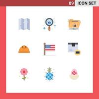 9 Creative Icons Modern Signs and Symbols of states construction files building helmet Editable Vector Design Elements