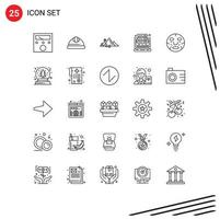 Universal Icon Symbols Group of 25 Modern Lines of beauty statistic landscape hosting analysis Editable Vector Design Elements