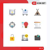 9 Universal Flat Colors Set for Web and Mobile Applications hot air holidays man target Editable Vector Design Elements