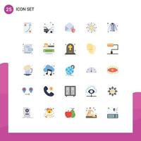 25 User Interface Flat Color Pack of modern Signs and Symbols of funds crowdsourcing insurance crowd funding security Editable Vector Design Elements