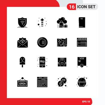 Set of 16 Modern UI Icons Symbols Signs for card camera shopping android phone Editable Vector Design Elements
