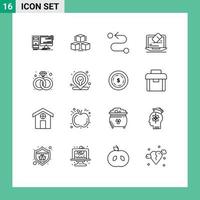 16 User Interface Outline Pack of modern Signs and Symbols of present screen shepping tool laptop Editable Vector Design Elements