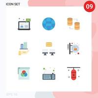 Pack of 9 creative Flat Colors of backup modern database business share Editable Vector Design Elements