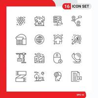 Outline Pack of 16 Universal Symbols of global loaf server food map Editable Vector Design Elements