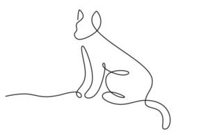 Hand drawing one line of cat isolated on white background. vector