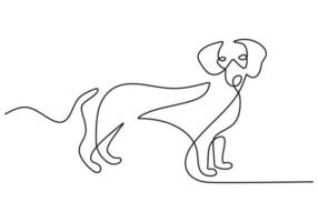 Hand drawing one line of dog isolated on white background. vector