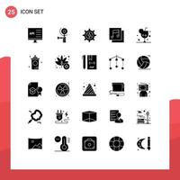Set of 25 Modern UI Icons Symbols Signs for drink beverage gear music albums Editable Vector Design Elements