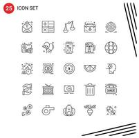 Line Pack of 25 Universal Symbols of goal goal scales target medical Editable Vector Design Elements