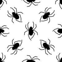 patrón transparente de vector de araña sobre un fondo blanco. estampado de insectos en textiles, papel, tema de papel de envolver