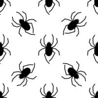 patrón transparente de vector de araña sobre un fondo blanco. estampado de insectos en textiles, papel, tema de papel de envolver