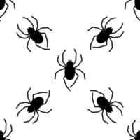 patrón transparente de vector de araña sobre un fondo blanco. estampado de insectos en textiles, papel, tema de papel de envolver