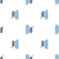 Surreal Faces One Line Seamless Pattern . Abstract Minimalistic Art design for print, cover, wallpaper, Minimal and natural wall art. Vector illustration on white background.