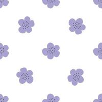Floral seamless vector pattern with flowers. Spring flora. Simple hand-drawn kids style. Pretty ditsy for fabric, textile, wallpaper. Digital paper in white background