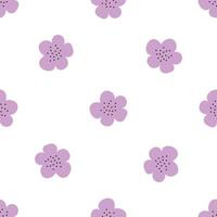 Floral seamless vector pattern with flowers. Spring flora. Simple hand-drawn kids style. Pretty ditsy for fabric, textile, wallpaper. Digital paper in white background