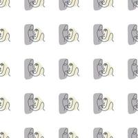 Surreal Faces One Line Seamless Pattern . Abstract Minimalistic Art design for print, cover, wallpaper, Minimal and natural wall art. Vector illustration on white background.