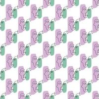 Surreal Faces One Line Seamless Pattern . Abstract Minimalistic Art design for print, cover, wallpaper, Minimal and natural wall art. Vector illustration on white background.