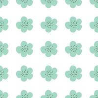 Floral seamless vector pattern with flowers. Spring flora. Simple hand-drawn kids style. Pretty ditsy for fabric, textile, wallpaper. Digital paper in white background