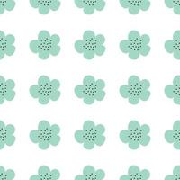 Floral seamless vector pattern with flowers. Spring flora. Simple hand-drawn kids style. Pretty ditsy for fabric, textile, wallpaper. Digital paper in white background