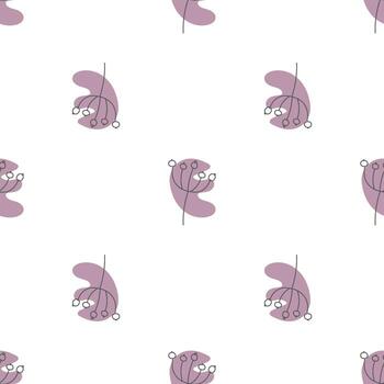 Seamless pattern with leaves and abstract shapes. Abstract Minimalistic Art. Cute kids nursery repeat background. Design in boho style for printing on textile or paper. vector