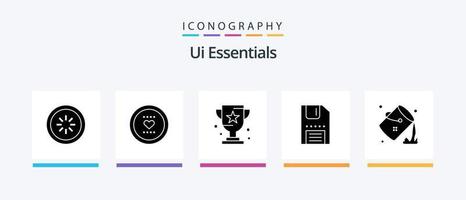 Ui Essentials Glyph 5 Icon Pack Including floppy. disc. love. sport. game. Creative Icons Design vector