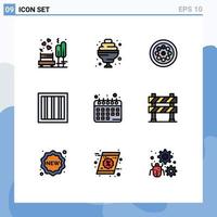 Modern Set of 9 Filledline Flat Colors and symbols such as plans diet planning extractor prison criminal Editable Vector Design Elements