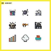 Set of 9 Modern UI Icons Symbols Signs for repair measure pollution calipers magic Editable Vector Design Elements