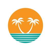 Ilustración de vector de plantilla de logotipo de verano de palmera