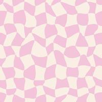 Y2k seamless pattern with chess, wave, distorted checkered. Vector background in trendy retro psychedelic 2000s style. Pink color. Funny texture for surface design.