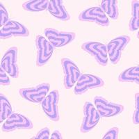 Y2k seamless pattern with butterfly. Vector background in trendy retro trippy 2000s style. Lilac color. Funny cute girly texture.