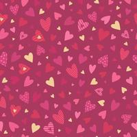 Cute red, pink hearts seamless pattern. Lovely romantic background for Valentine's Day, Mother's Day, wedding. Suitable for wrapping paper, postcards, invitations. vector