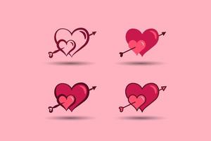 valentines day element. Pink love with arrows. Vector illustration