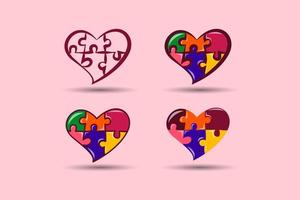 valentines day element. Love shape with puzzle. Vector illustration