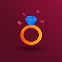 valentines day element. Gradient diamond ring. Vector illustration