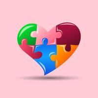 valentines day element. Gradient Love puzzle. Vector illustration