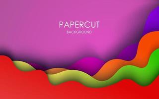 Fondo de capas superpuestas de corte de papel ondulado rojo, verde, naranja y púrpura abstracto multicolor. eps10 vector