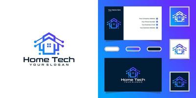 Home Tech Logo Template and business card vector