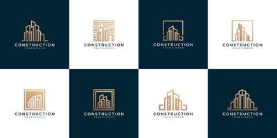 Set of abstract construction building logo templates vector
