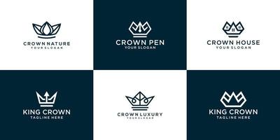 Collection of crown logo designs template vector