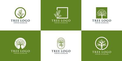 colección de logotipos de árboles naturales vector